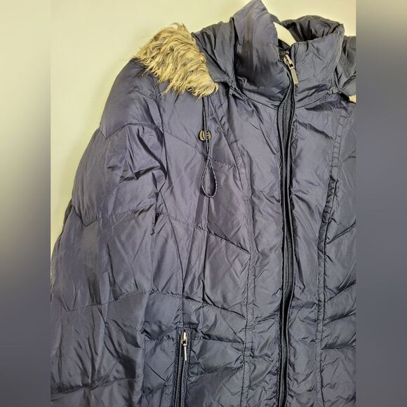 London Fog Down & Waterfowl Feather Filled Coat Women's Navy Blue Size Small - Picture 7 of 11